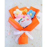 1 Pack Mother's Day Gift Handmade Crochet Artificial Floral Bouquet - orange