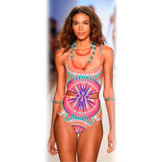 1 PCS Women's Sexy Digital Print Bohimian Swimsuit Monokini Set Sexy Swimsuit Underwire Beachwear - pink