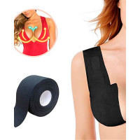 1 Roll Comfort Sexy Seamless Bra Breast Lift Tape Body Invisible Nipple Cover Silicone Strapless Push Up Bra - black