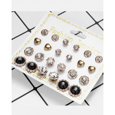 12Pairs Minimalist Crystal Stone Geometric Stud Earrings Set - style7