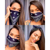 12PCS Paisley Cowboy Bandanas Head Wrap - dark blue