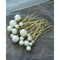 18pcs Wedding Bridal Hairpins U Shaped Rhinestone Decor Faux Pearl Snap Barrettes - gold