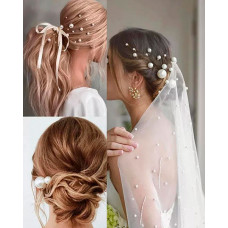 18pcs Wedding Bridal Hairpins U Shaped Rhinestone Decor Faux Pearl Snap Barrettes - silver