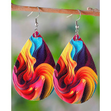 1Pair Abstract Oil Painting Print Waterdrop Earrings - style2