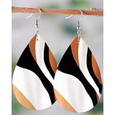 1Pair Abstract Print Waterdrop Earrings - coffee