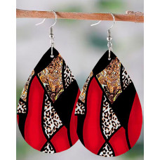 1Pair Baroque Leopard Print WaterDrop Hook Earrings - red