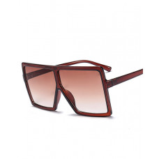 1Pair Big Square Frame Flat Top Sunglasses - brown