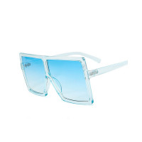 1Pair Big Square Frame Flat Top Sunglasses - Lighted Blue