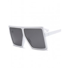 1Pair Big Square Frame Flat Top Sunglasses - white