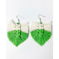 1Pair Bohemian Braided Heart Shaped Tassel Drop Earrings - style4