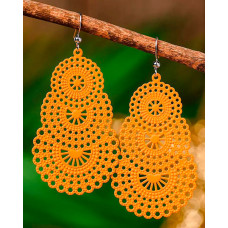 1Pair Bohemian Hollow Out Layered Drop Earrings - orange