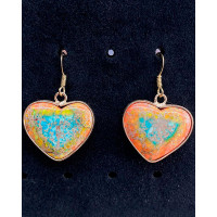 1Pair Bohemian Natural Stone Heart Shaped Drop Earrings - blue