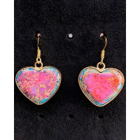 1Pair Bohemian Natural Stone Heart Shaped Drop Earrings - purple