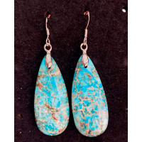 1Pair Bohemian Natural Stone Water Drop Earrings - blue