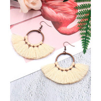 1Pair Bohemian Scallop Shaped Geometric Hook Earrings - beige