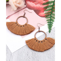 1Pair Bohemian Scallop Shaped Geometric Hook Earrings - coffee