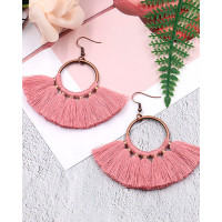 1Pair Bohemian Scallop Shaped Geometric Hook Earrings - pink