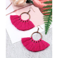 1Pair Bohemian Scallop Shaped Geometric Hook Earrings - purple