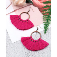 1Pair Bohemian Scallop Shaped Geometric Hook Earrings - purple