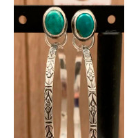 1Pair Bohemian Tribal Turquoise Hoop Earrings - green