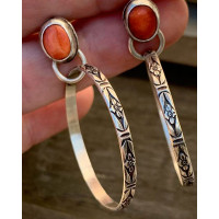 1Pair Bohemian Tribal Turquoise Hoop Earrings - orange