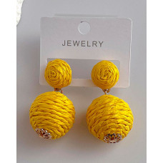 1Pair Braided Geometric Drop Earrings - yellow