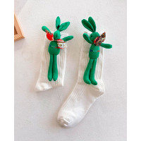 1Pair Bunny Pattern Embroidery Socks - white