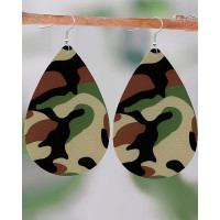 1Pair Camouflage Print Waterdrop Hook Earrings - Army green