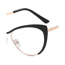 1Pair Cat Eye Metal Frame Eyeglasses - black