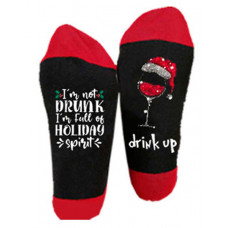 1Pair Christmas Wine Glass Letter Print Socks - style2