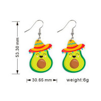 1Pair Cinco De Mayo Mexico Cartoon Horse Hat Skull Wine Bottle Cactus Jalapeno Earrings - style3