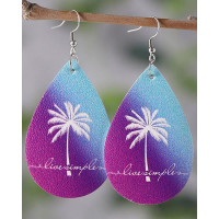 1Pair Coconut Tree Ombre Waterdrop Earrings - Multicolor