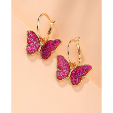 1Pair Colorful Butterfly Small Hoop Earrings - purple