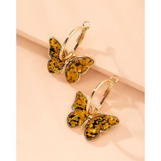 1Pair Colorful Butterfly Small Hoop Earrings - yellow