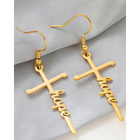 1Pair Cross Letter Shaped Drop Earrings - style1 1Pair Cross Letter Shaped Drop Earrings - style1