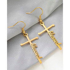 1Pair Cross Letter Shaped Drop Earrings - style3