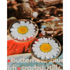 1Pair Daisy Pattern Geometric Hook Earrings - white