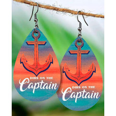 1Pair Dibs On The Captain Gradient Anchor Print Drop Earrings - Multicolor