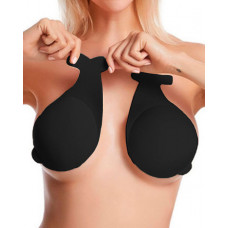 1Pair Dolphin Shape Silicone Push Up Invisible Bra Bust Lifter Self Adhesive Nipple Covers - black