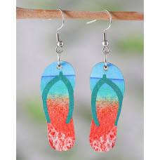 1Pair Fashion Flip Flop Shaped Hook Drop Earrings - Multicolor