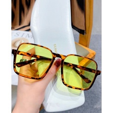 1Pair Fashionable Big Square Frame Sunglasses - Leopard