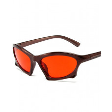 1Pair Fashionable Trendy Eyewear Rectangular Sunglasses - red