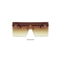 1Pair Flat Top Rimless Square Frame Sunglasses - brown