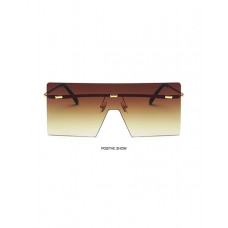 1Pair Flat Top Rimless Square Frame Sunglasses - brown