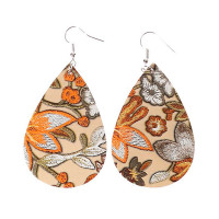 1Pair Floral Embroidery Waterdrop Hook Earrings - style3