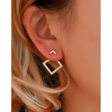 1Pair Geometric Pattern Earrings - gold