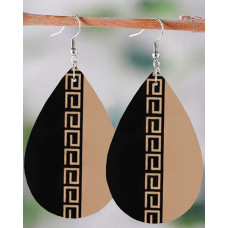 1Pair Geometric Print Colorblock Waterdrop Earrings - brown