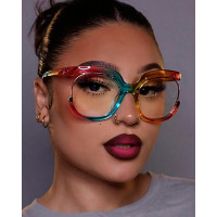 1Pair Gradient Color Owl Frame Eye Glasses - style1