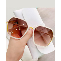 1Pair Gradient UV Protection Fashionable Square Sunglasses - beige