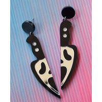 1Pair Halloween Ghost Pattern Knife Design Dangle Earrings - black